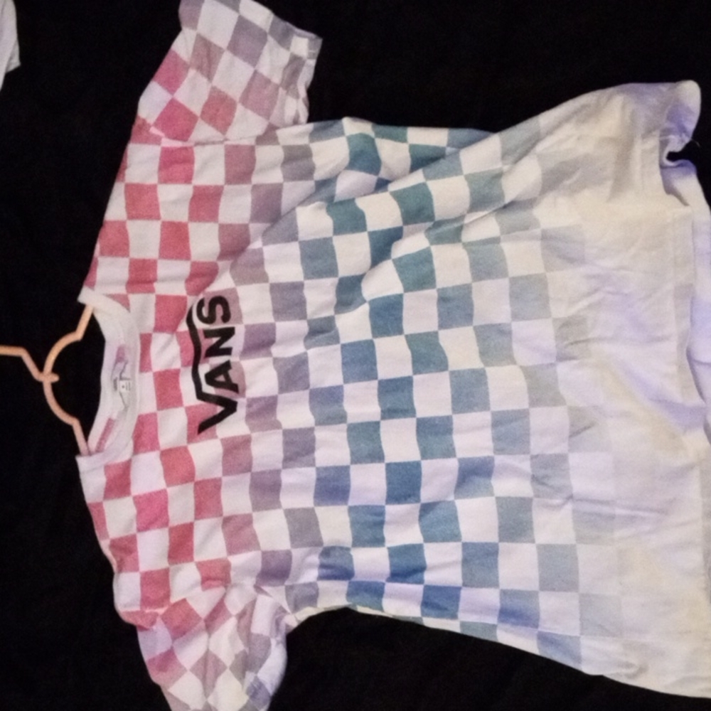 VANS Tshirt pink blue and white
